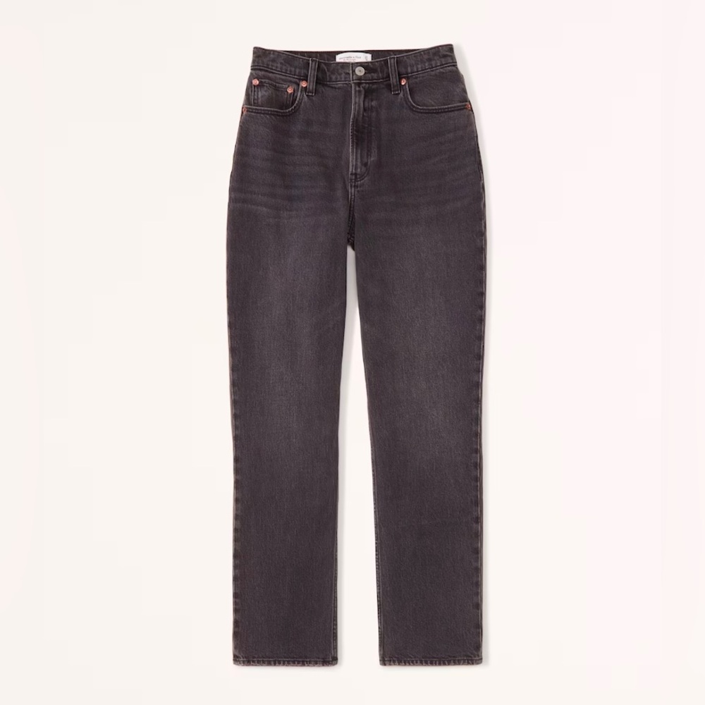 Abercrombie Women’s Curve Love High Rise 90s Straight Jean. Black. Size 27.